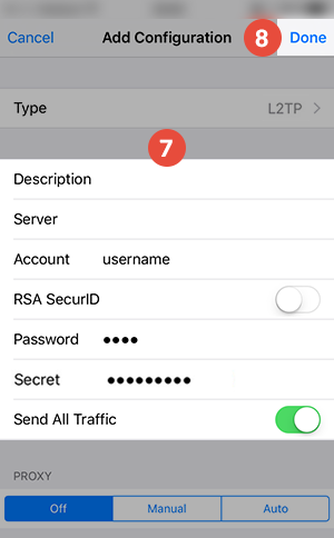 How to set up L2TP VPN on iPhone: Step 7